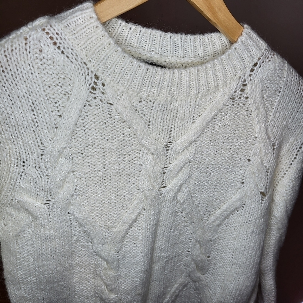 Massimo Dutti Cable Knit Mohair Wool Cream Sweater Size XS - Picture 7 of 12